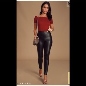 Lulus Black Vegan Leather High-Waisted Leggings